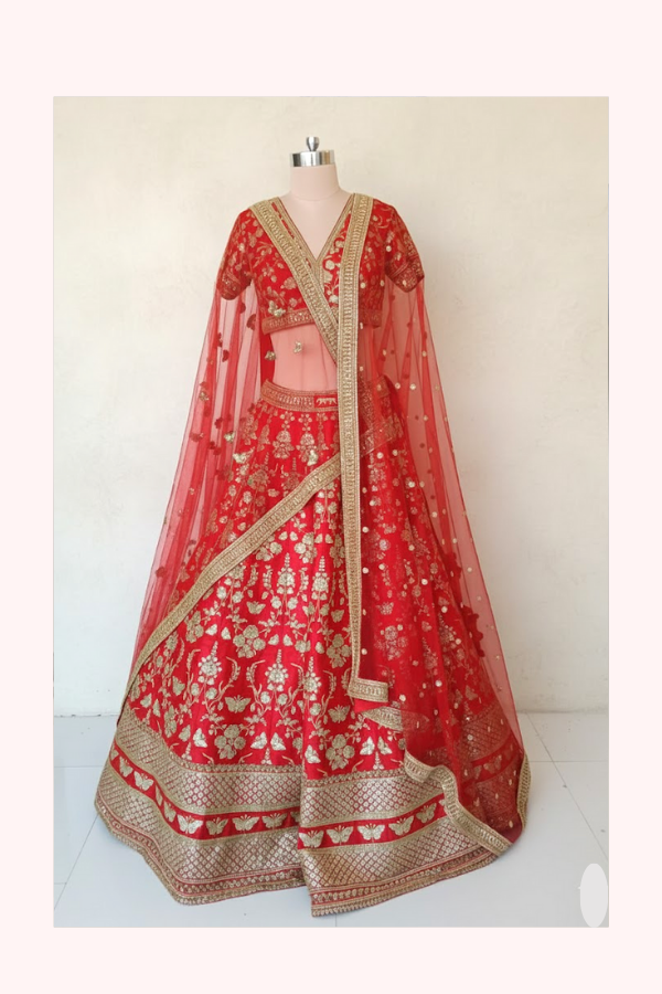 Sabyasachi Red Bridal Lehenga Set