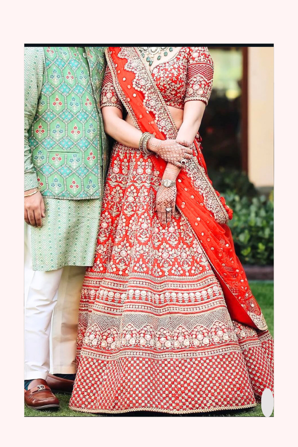 Sabyasachi red embroidered lehenga set