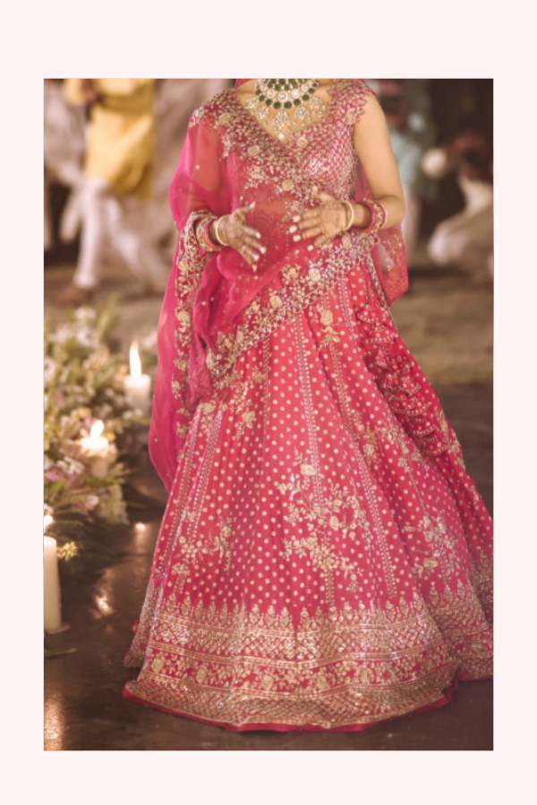 Anushree Reddy Pink Floral Embroidered Bridal Lehenga