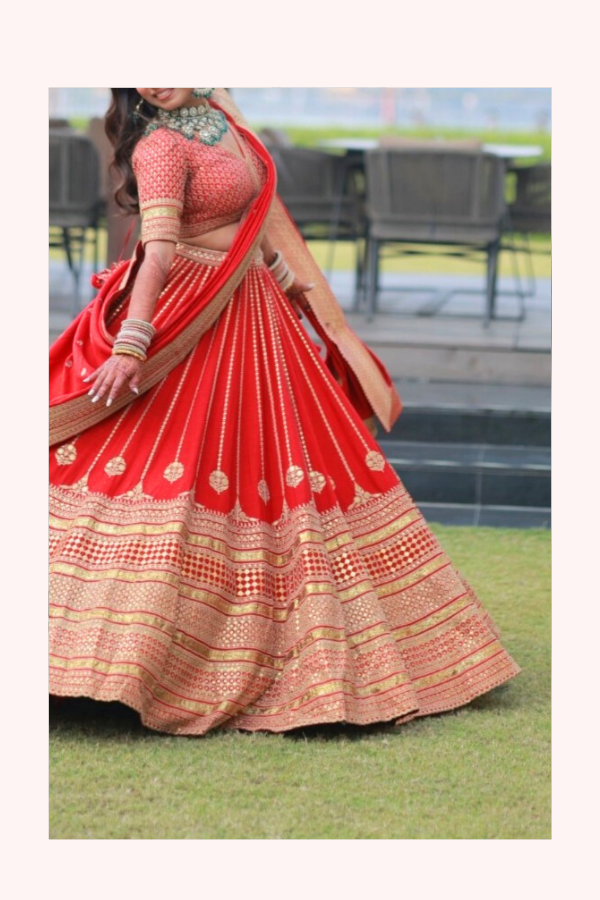 Sabyasachi Red Bridal Lehenga Set