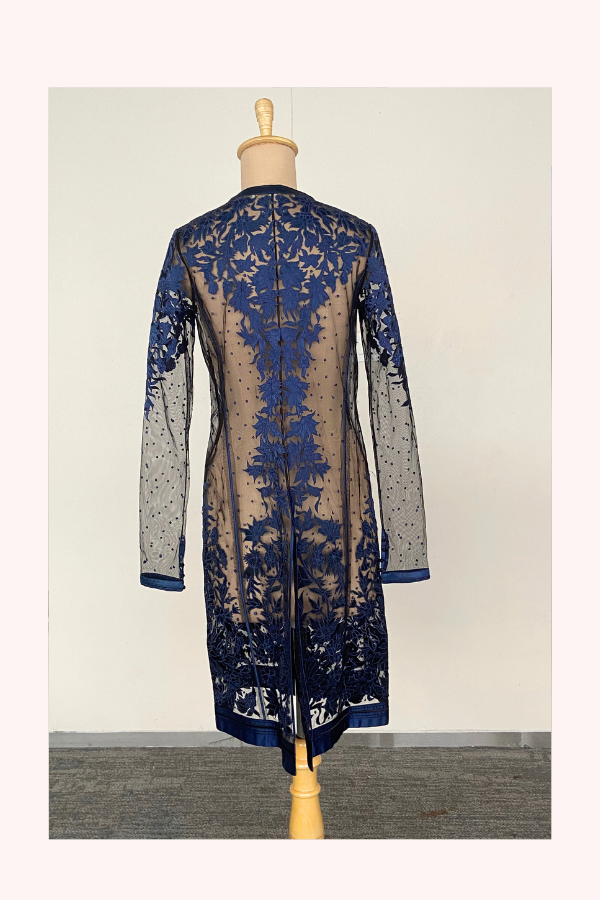 Tarun Tahiliani Blue Sheer Embroidered Jacket