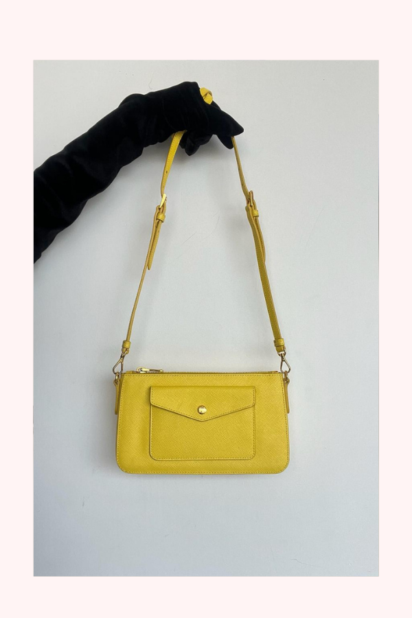 Prada Saffiano Lux Leather Front Pocket Crossbody Bag