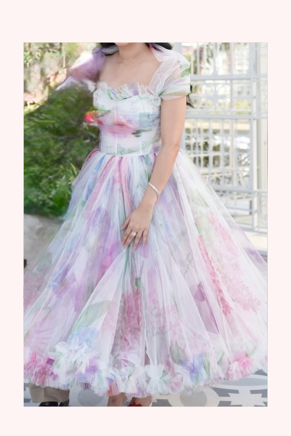 Gauri & Nainika Floral Tulle Midi Dress