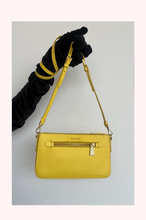 Prada Saffiano Lux Leather Front Pocket Crossbody Bag