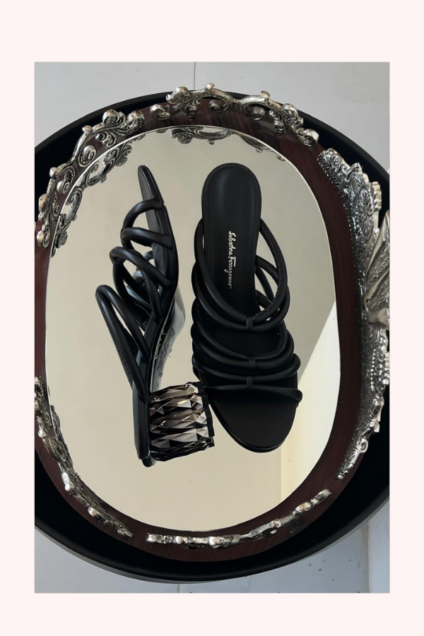 Salvatore Ferragamo Black Leather Amalia Sandals Size 9.5