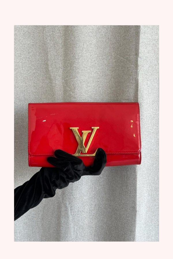 Louis Vuitton Red Louise Patent Leather Clutch