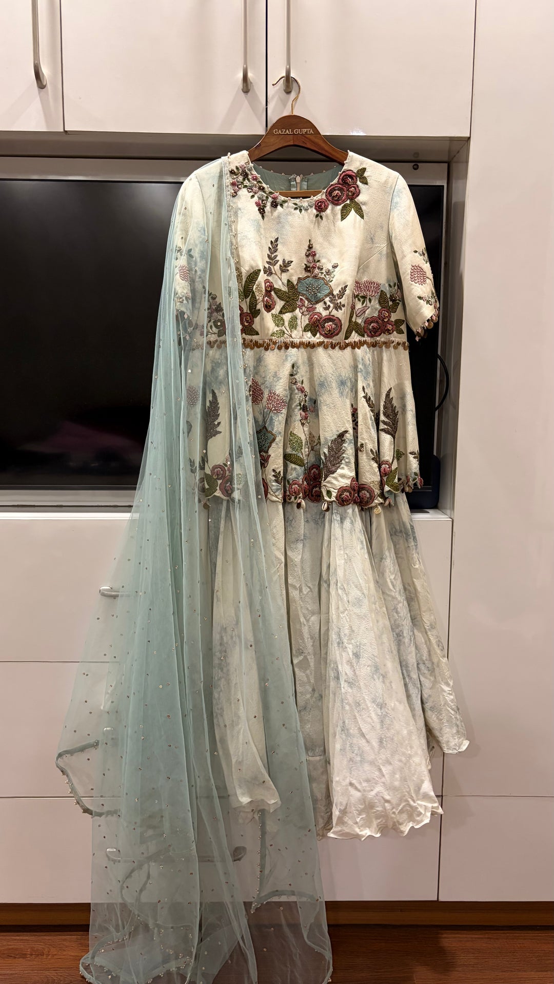 Gazal Gupta Floral Embroidered Peplum Set