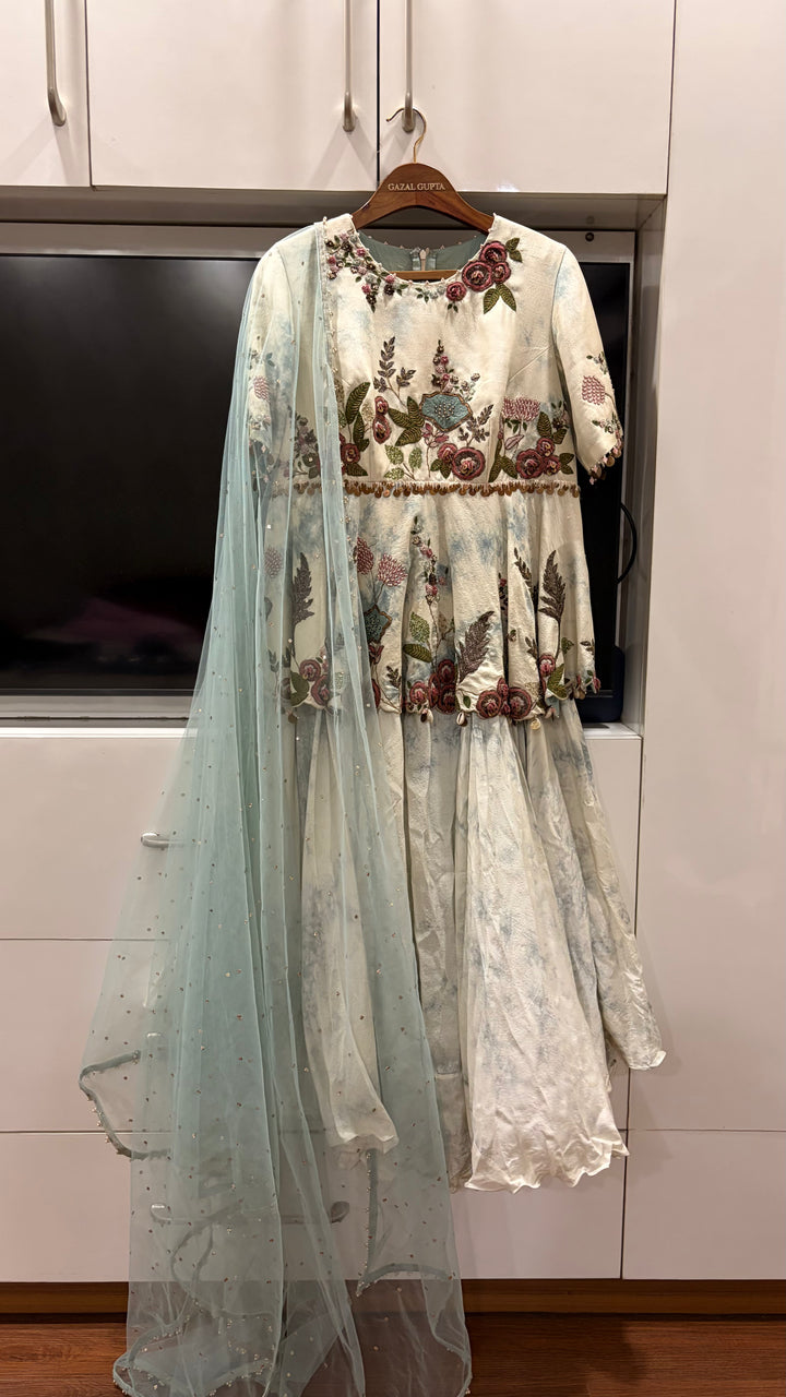 Gazal Gupta Floral Embroidered Peplum Set