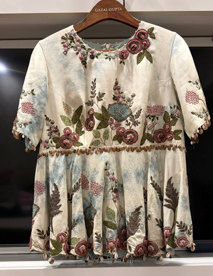 Gazal Gupta Floral Embroidered Peplum Set