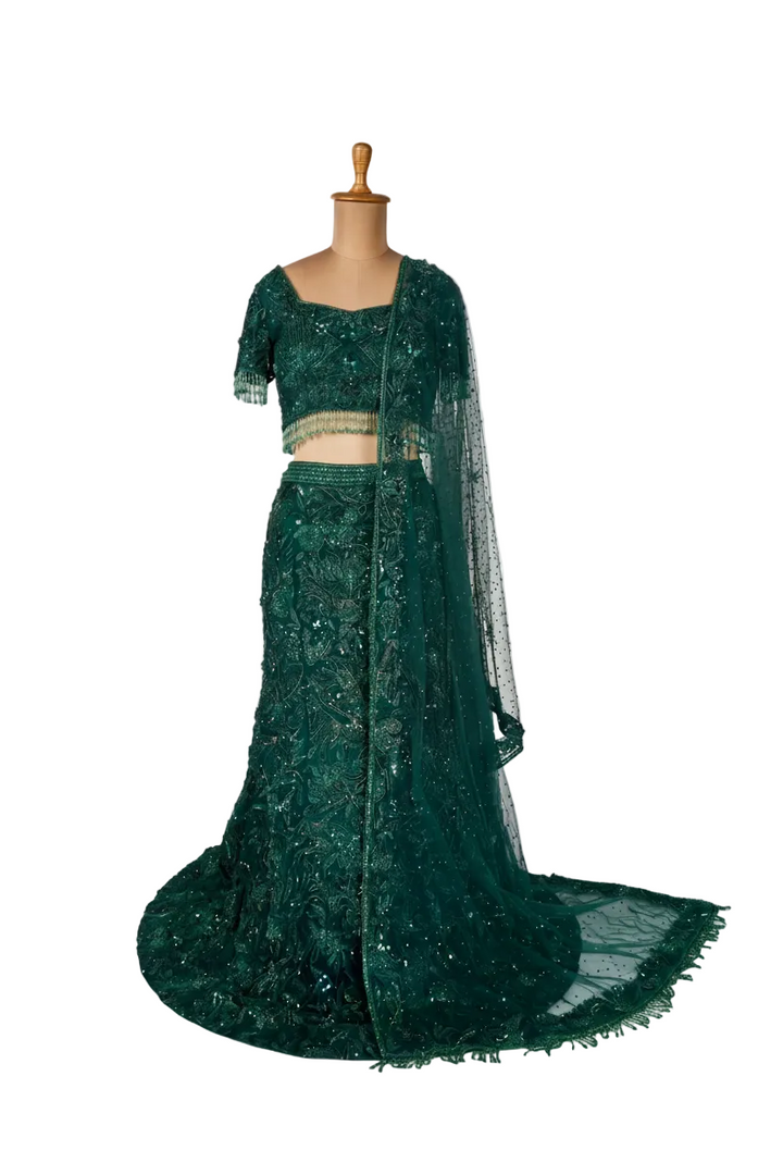 Amit GT Emerald Green Embellished Lehenga Set