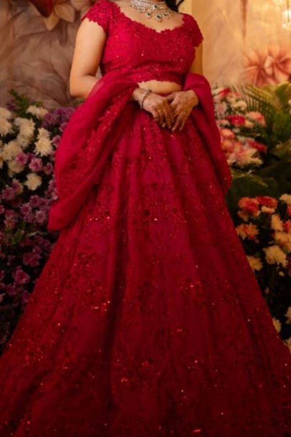 Anushree Reddy Red Lehenga Set