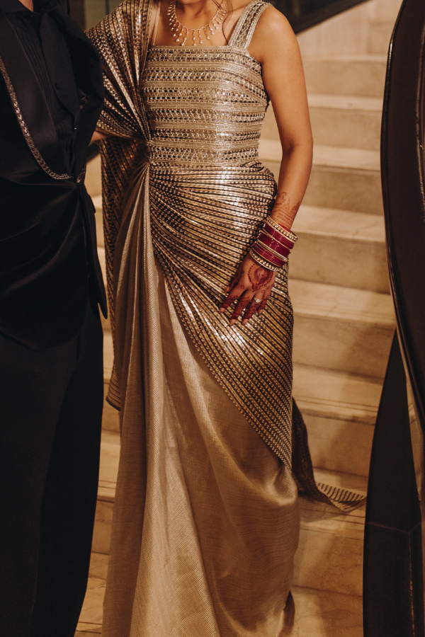 Amit Aggarwal Metallic Hand-Woven Saree