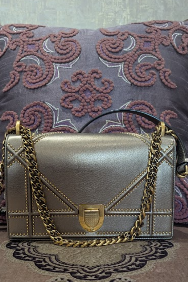 Dior Metallic Leather Diorama Flap Shoulder Bag