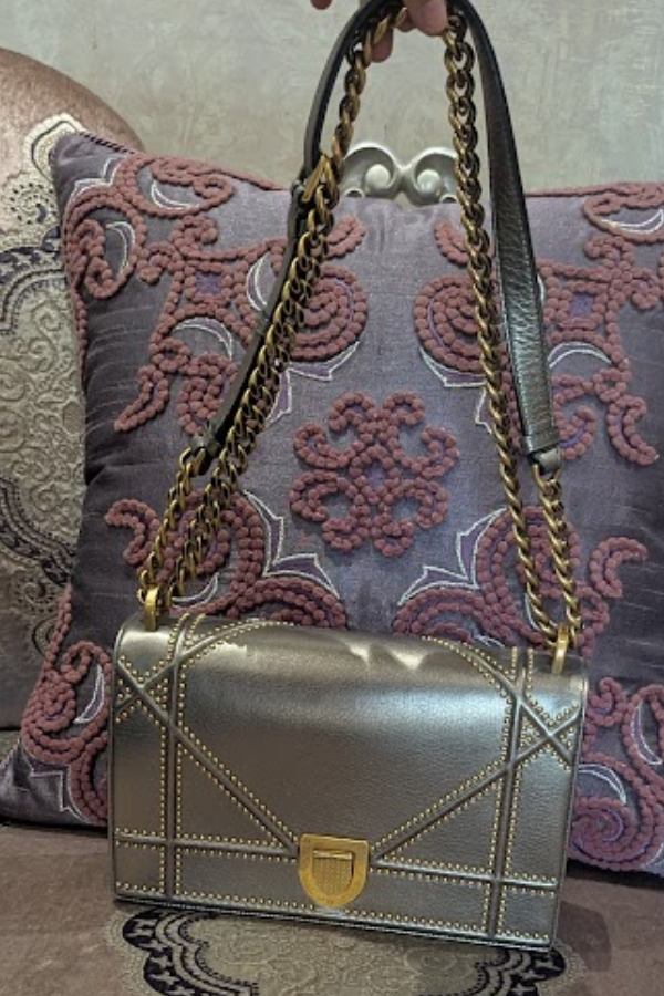 Dior Metallic Leather Diorama Flap Shoulder Bag