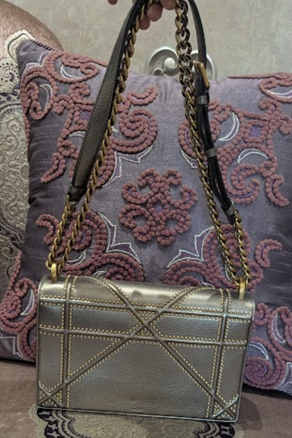 Dior Metallic Leather Diorama Flap Shoulder Bag
