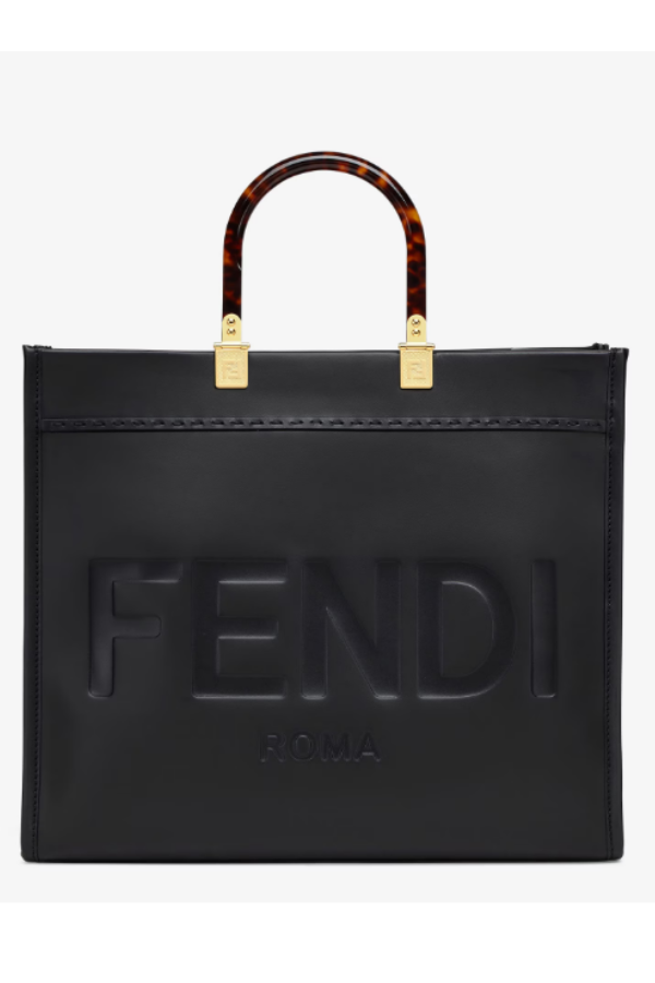 Fendi Sunshine Black leather shopper tote