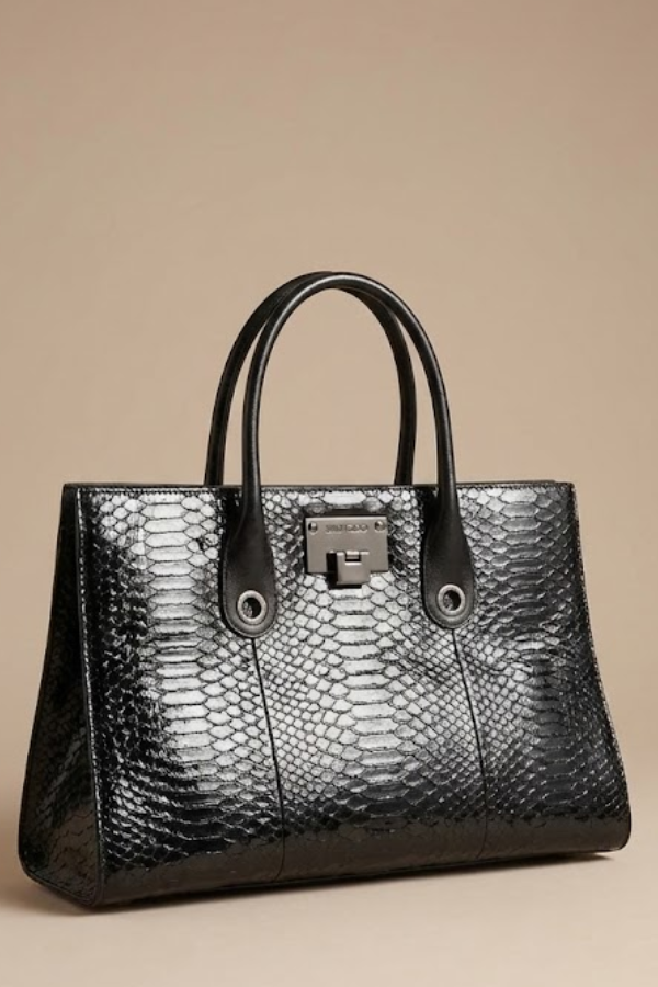Jimmy Choo Riley Croc Embossed Top Handle Bag