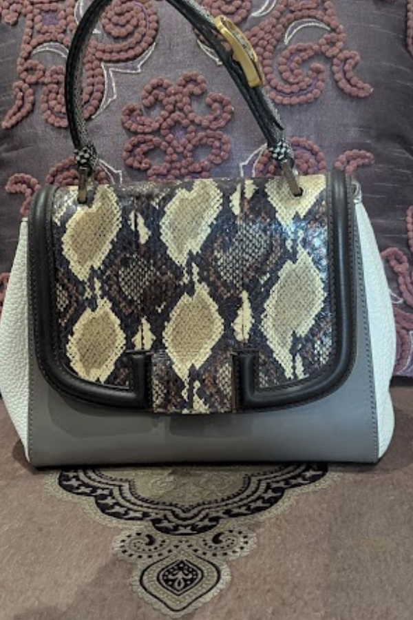 Fendi Multicolor Leather and Python Silvana Top Handle Bag