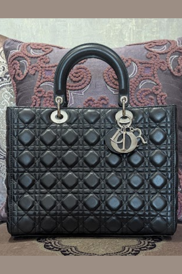 Lady Dior Black Cannage Tote Bag