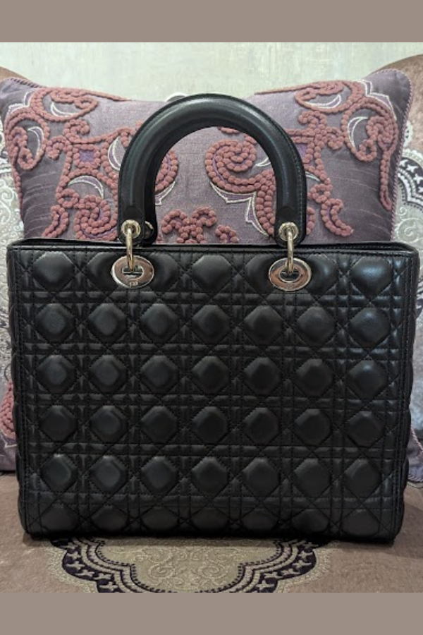 Lady Dior Black Cannage Tote Bag