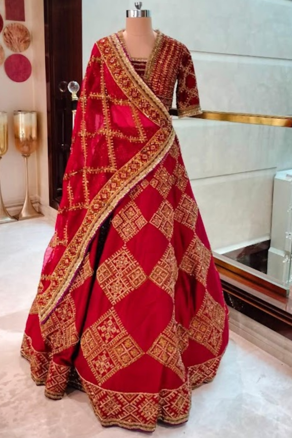 Manish Malhotra Red Embroidered Lehenga Set