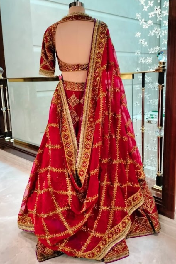 Manish Malhotra Red Embroidered Lehenga Set