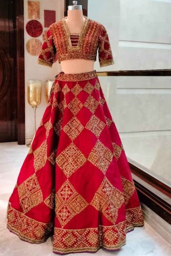 Manish Malhotra Red Embroidered Lehenga Set
