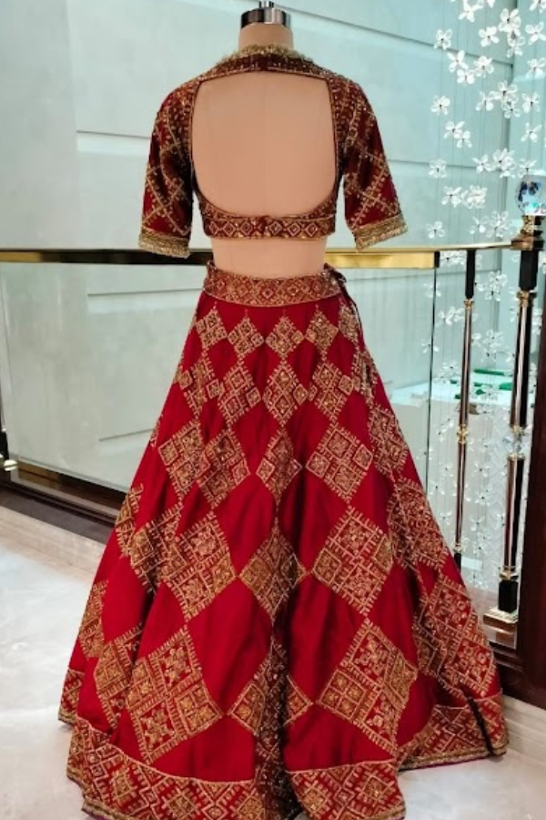 Manish Malhotra Red Embroidered Lehenga Set