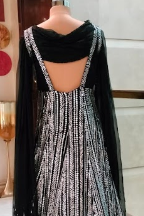 Manish Malhotra Embellished Black & Silver Gown