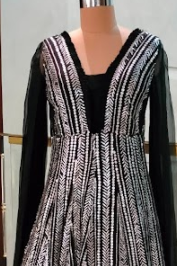 Manish Malhotra Embellished Black & Silver Gown