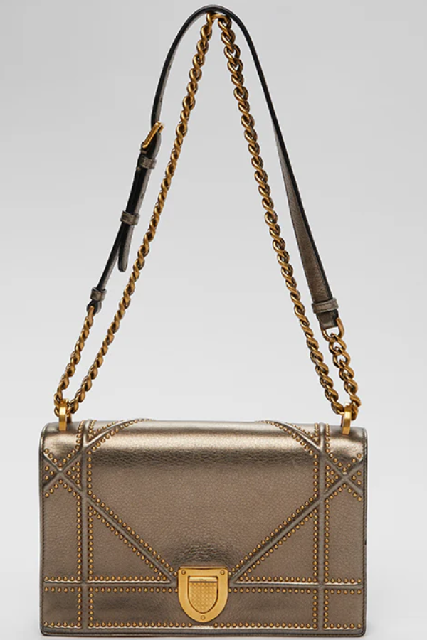 Dior Metallic Leather Diorama Flap Shoulder Bag