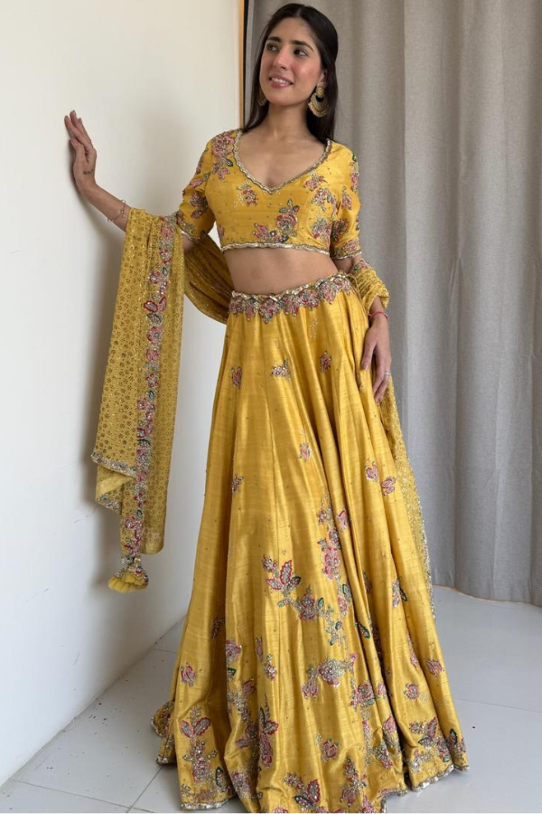 Floral Mustard Lehenga set