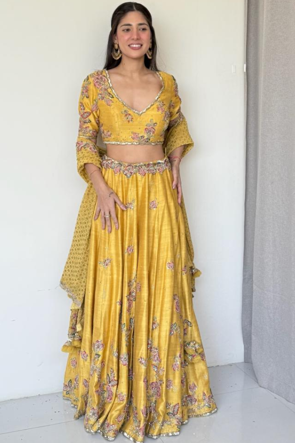 Floral Mustard Lehenga set