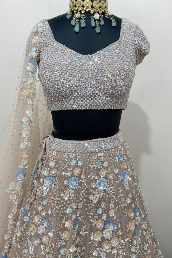 Pink embroidered lehenga set