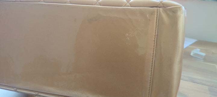 Chanel Metallic Patent Quilted Grand Shopping Tote