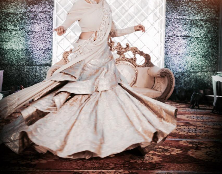 Gaurav Gupta Ivory Draped Lehenga Set