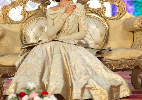 Gaurav Gupta Ivory Draped Lehenga Set
