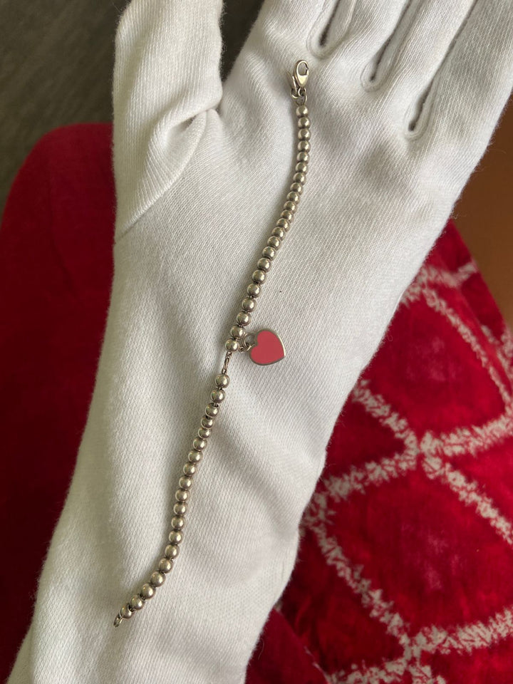 Tiffany & Co. Heart Charm Bead Bracelet