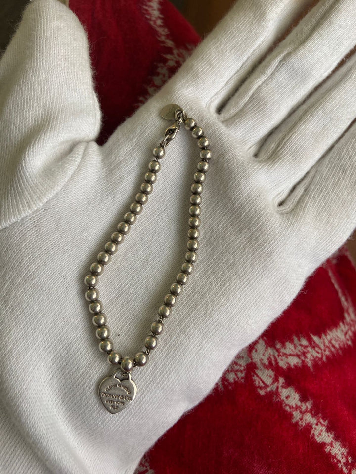 Tiffany & Co. Heart Charm Bead Bracelet