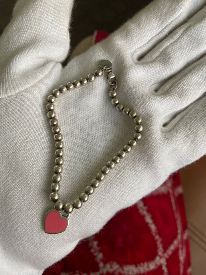 Tiffany & Co. Heart Charm Bead Bracelet