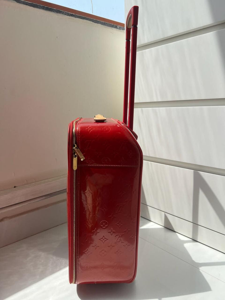 Louis Vuitton Red Monogram Vernis Pegase 45 Luggage