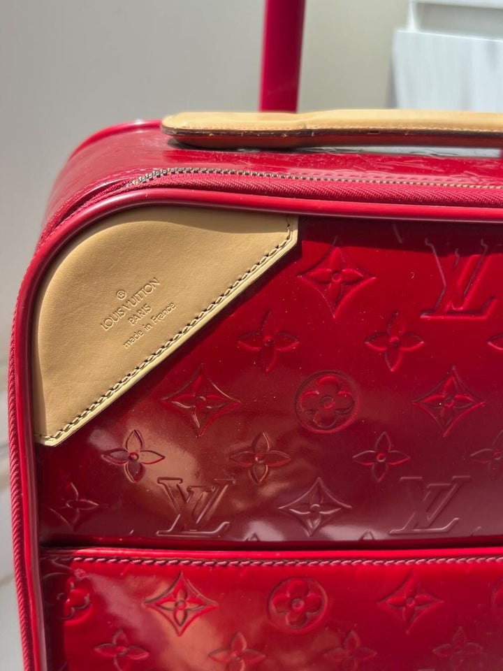 Louis Vuitton Red Monogram Vernis Pegase 45 Luggage