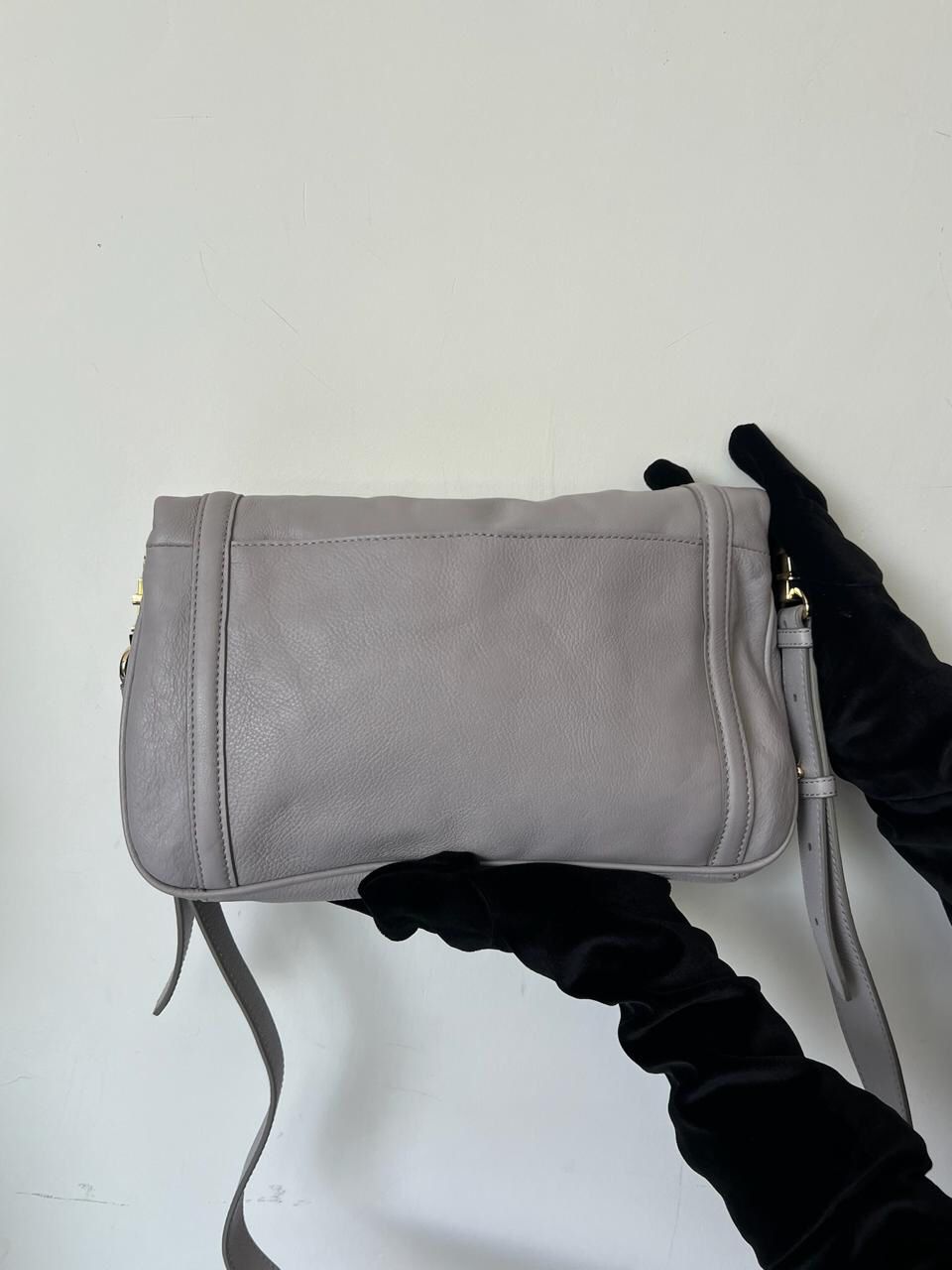 Tory Burch Grey Leather Amanda Foldover Crossbody Bag