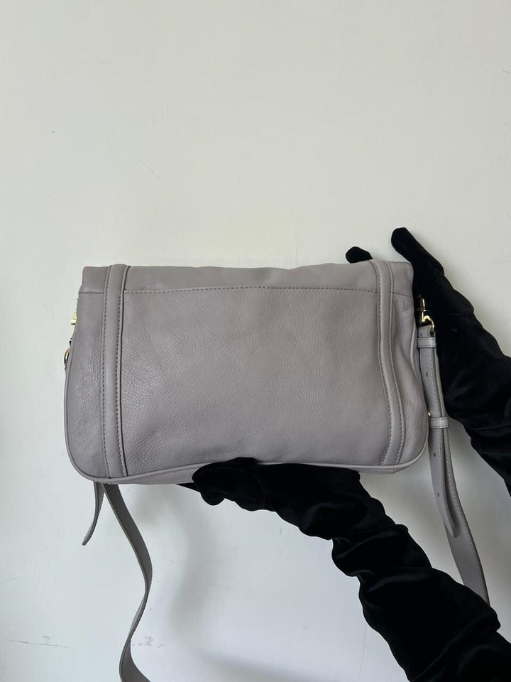 Tory Burch Grey Leather Amanda Foldover Crossbody Bag