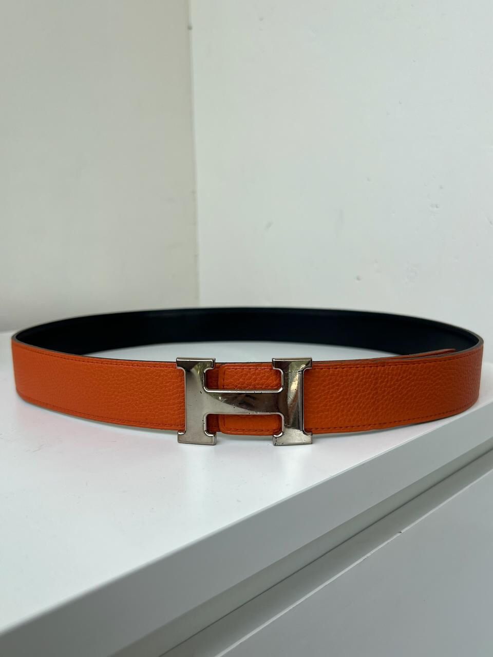 Hermès Reversible H Buckle Leather Belt Size 90