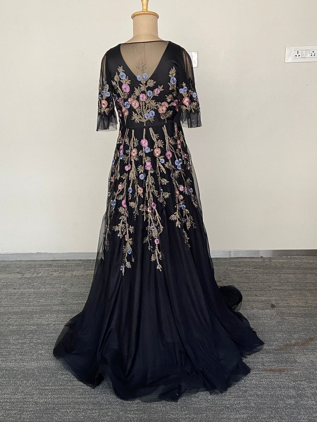 Rana Gill Midnight Bloom Embroidered Gown