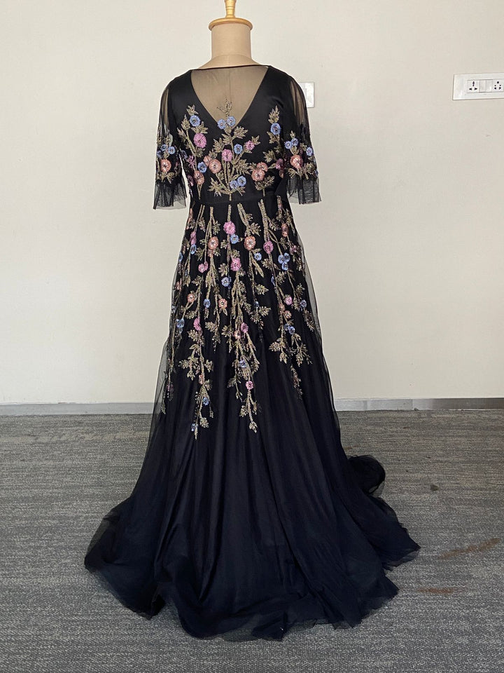 Rana Gill Midnight Bloom Embroidered Gown