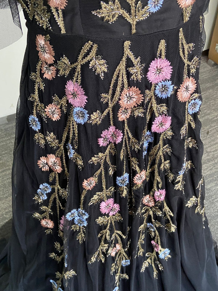 Rana Gill Midnight Bloom Embroidered Gown