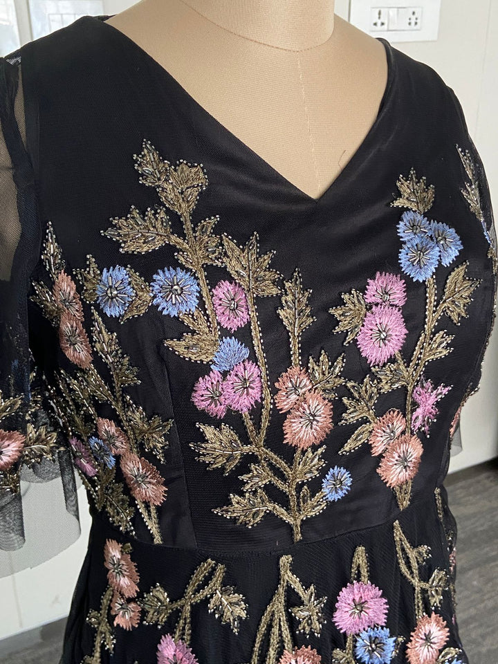 Rana Gill Midnight Bloom Embroidered Gown