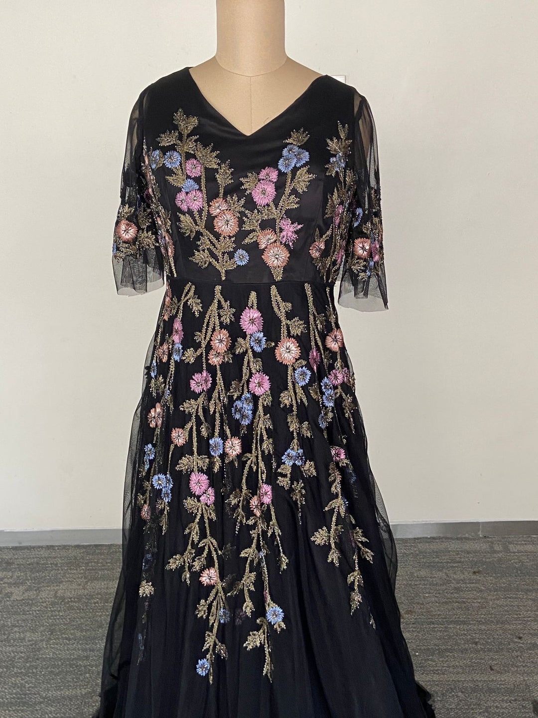Rana Gill Midnight Bloom Embroidered Gown